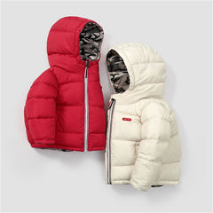 Winter Boys Jackets Thicken Keep Warm Double-Sided Wear Hooded Kids Coat