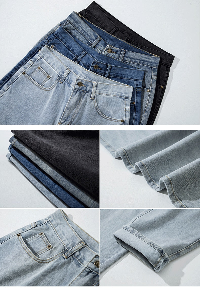Street Casual Loose Jeans Men Korean Fashion Loose Straight