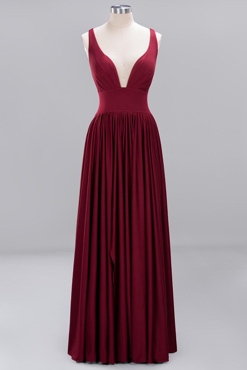 Homecoming Dresses: V Back Champagne Long Prom Dresses Real Photos Solid Prom