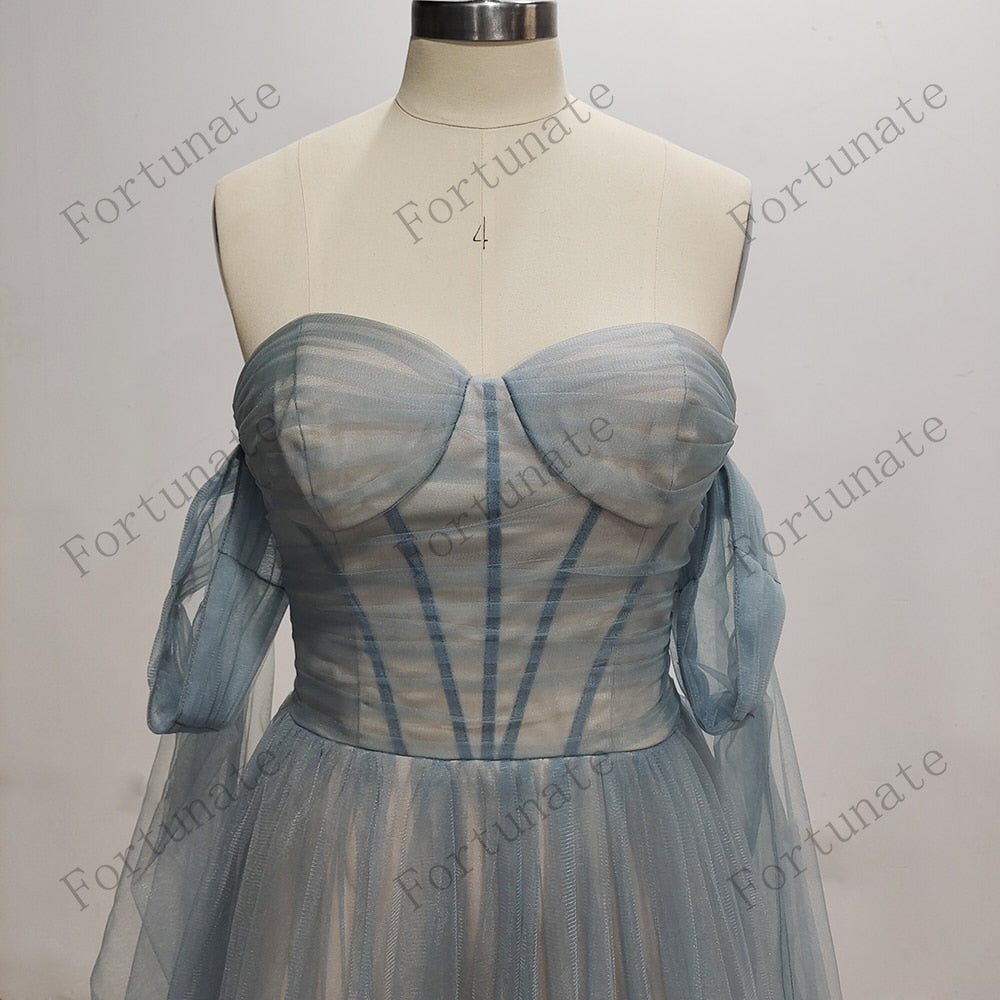 Evening wear Dresses: Puff Sleeve Evening Dresses  Off The Shoulder  Prom Gown