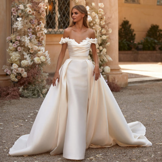 White Bridesmaid Dresses: Wedding Dresses Off Shoulder Mermaid Bride Dress