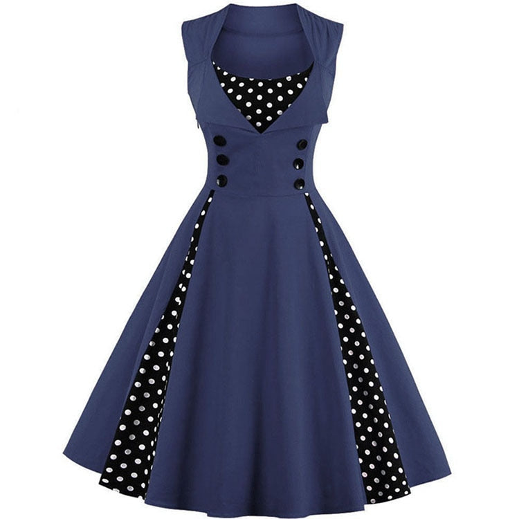 S-4XL Women Robe Retro  Vintage Dress 50s 60s Rockabilly Dot Swing Pin Up