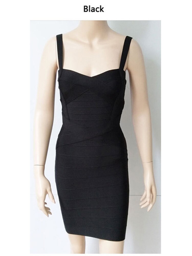 Women Spaghetti Strap Rayon HL Elastic Celebrity Bandage Dress