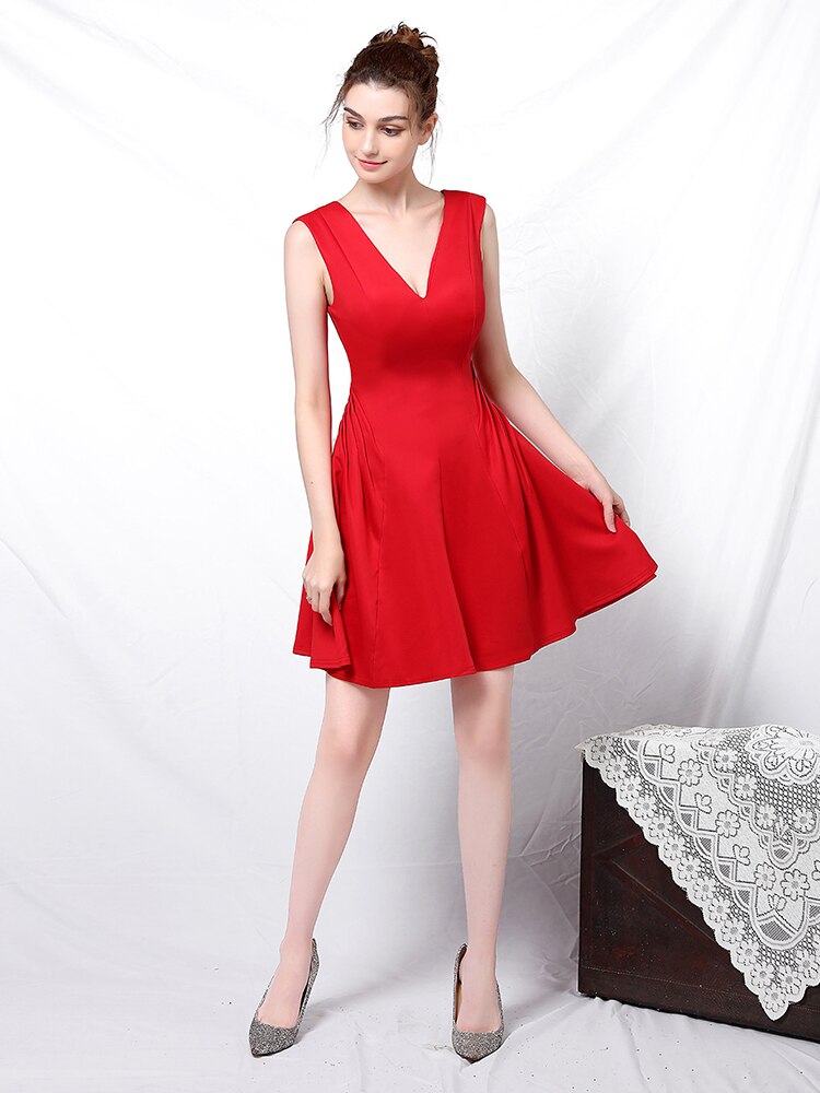 Homecoming Dresses: Double V-Neck Nightclub Femininity Elegant Celebrity Short