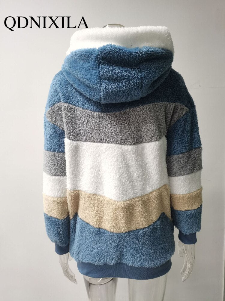 Women Spring and Autumn Oversize Long Teddy Bear Coat Warm Thickening