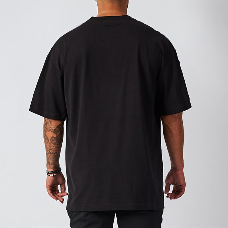 Mens Oversized Fit Short Sleeve T-shirt With Dropped Shoulder Loose Hip Hop