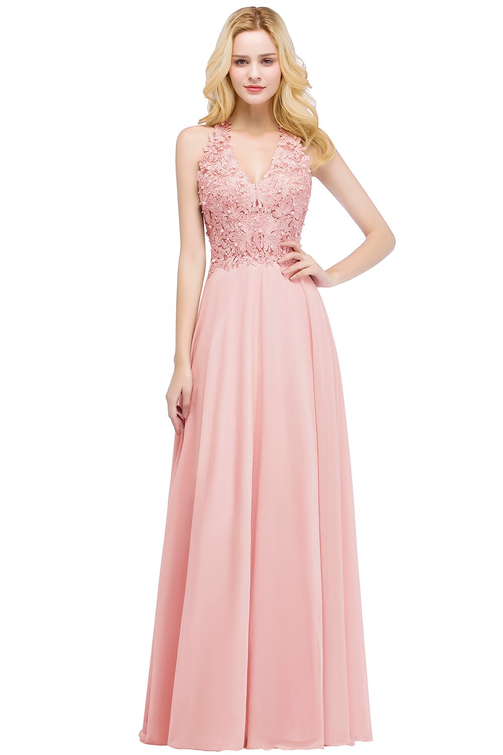 Homecoming Dresses: Prom Dress V Neckline Lace Appliques Crystal Stones Beads