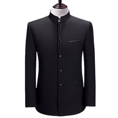 Chinese Style Mandarin Stand Collar Business Casual Wedding Slim Fit Blazer