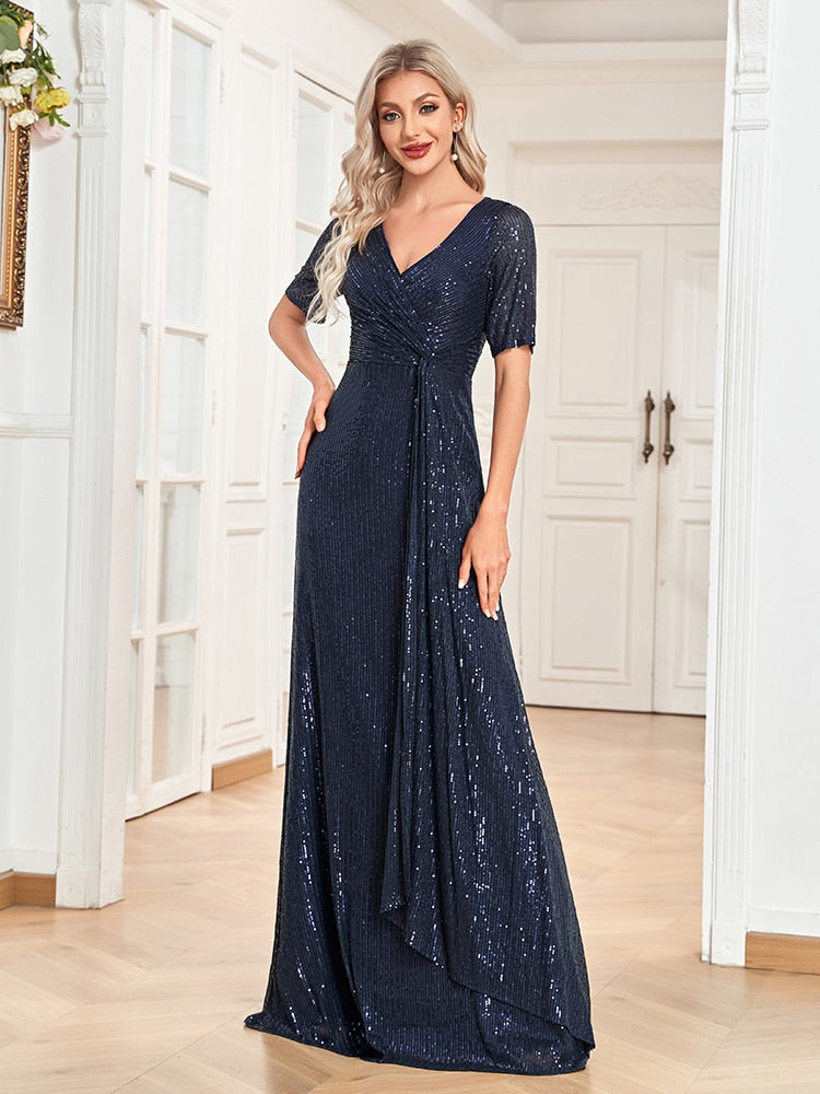 Evening wear Dresses: V-Neck Evening Dresses Women Party Maxi Dress