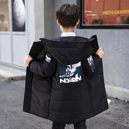 Winter children boy mid length cotton top fashion motorcycle pattern