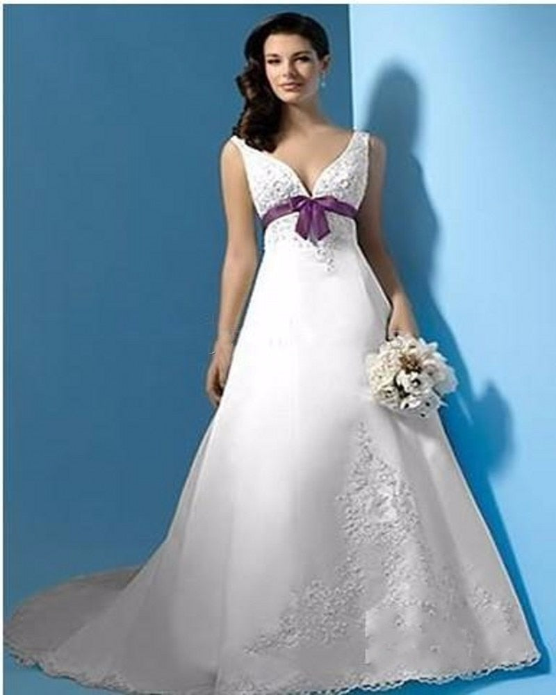 White Bridesmaid Dresses: Vintage Purple And White Plus Size Wedding Dress
