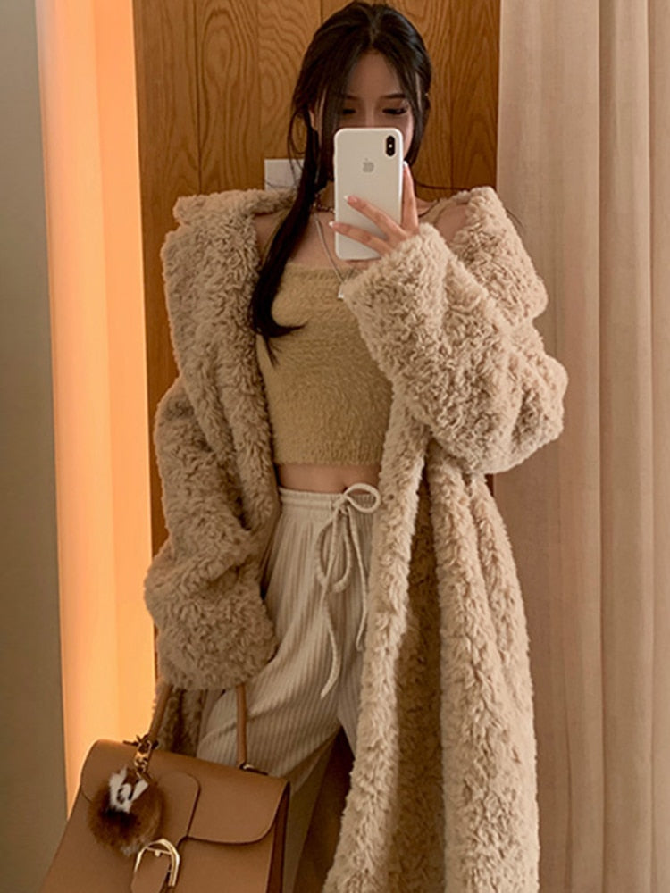 Lautaro Winter Long Oversized Shaggy Fuzzy Warm Thick Fluffy Faux Fur Coat
