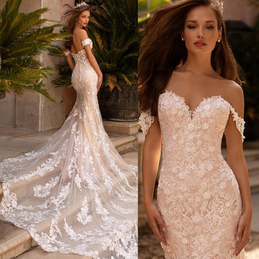White Bridesmaid Dresses: Wedding Dresses Sweetheart Off The Shoulder Bride Gowns