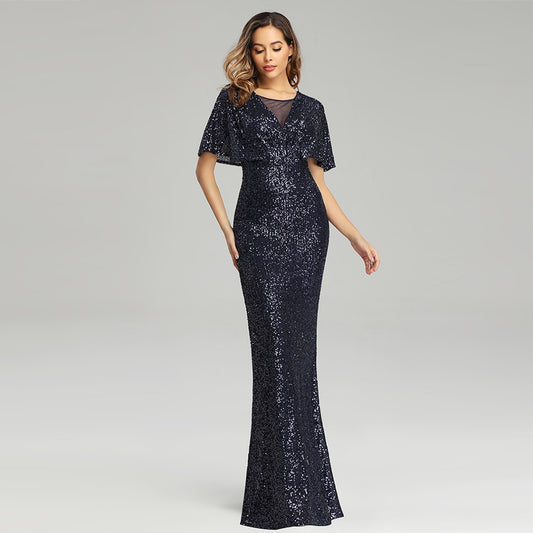 Evening wear Dresses: O-neck Evening Dress V-Back Formal Dress for Women