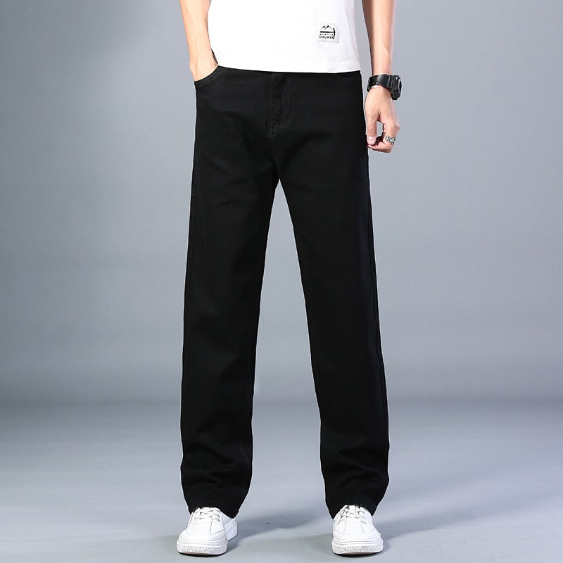 cotton stretch men straight loose loose summer thin jeans