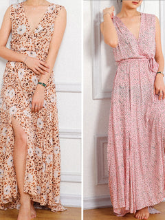 Jastie Women Summer Dress Floral Print Maxi Dresses Bohemian Hippie Beach Long