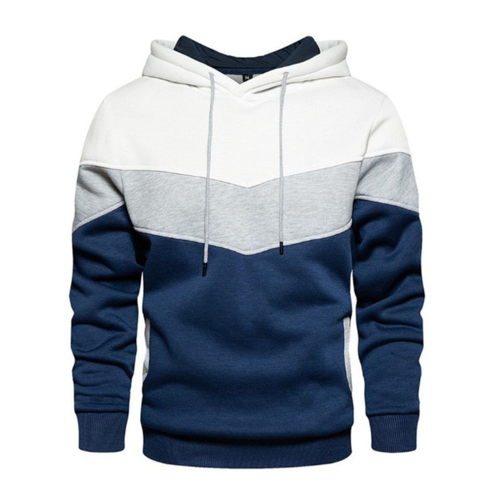 Men Fleece Sweater Panel Hoodie Casual Sports Sweater Jacket