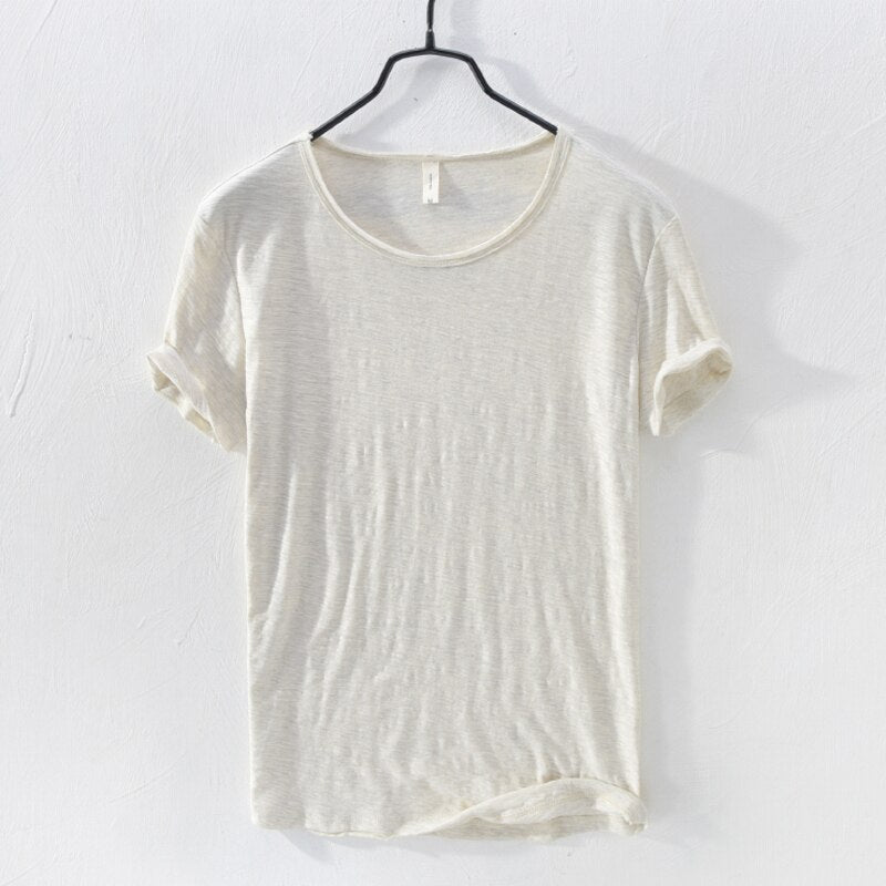 Summer Pure Cotton T-shirt For Men O-Neck Solid Color Casual Thin T Shirt