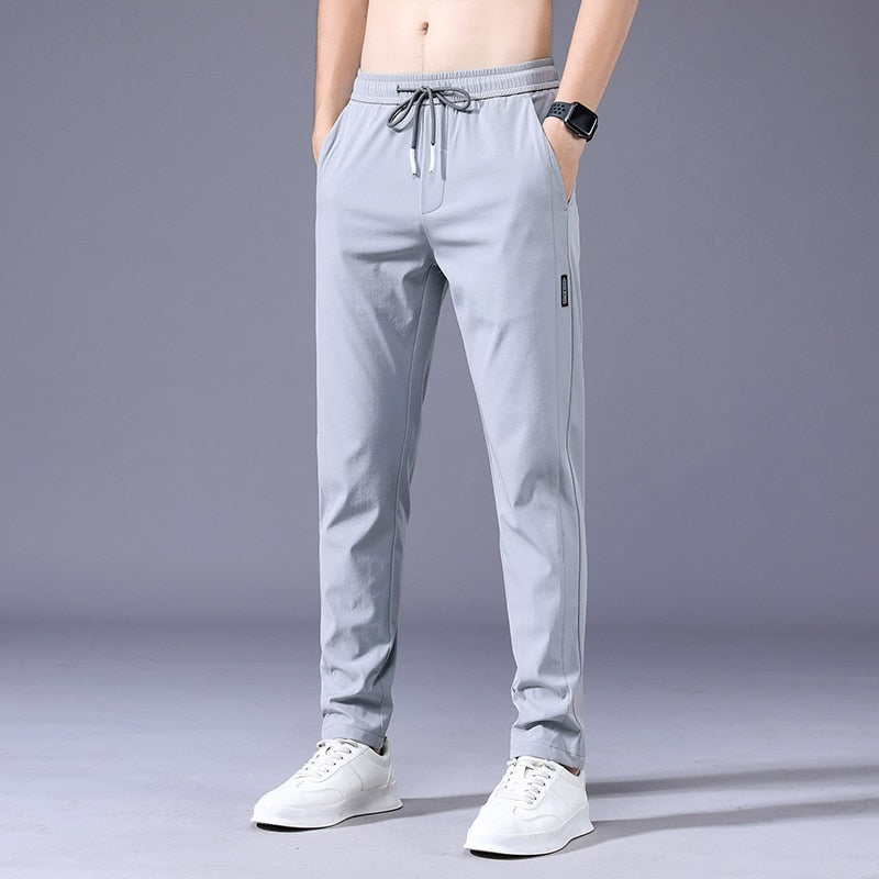 Men Trousers Spring Summer Thin Green Solid Color