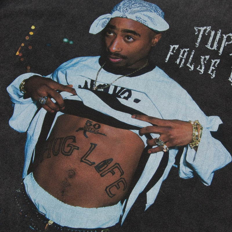 Men Hip Hop Rap 2pac Graphic Print T Shirt Summer Casual Short Sleeve T-Shirts