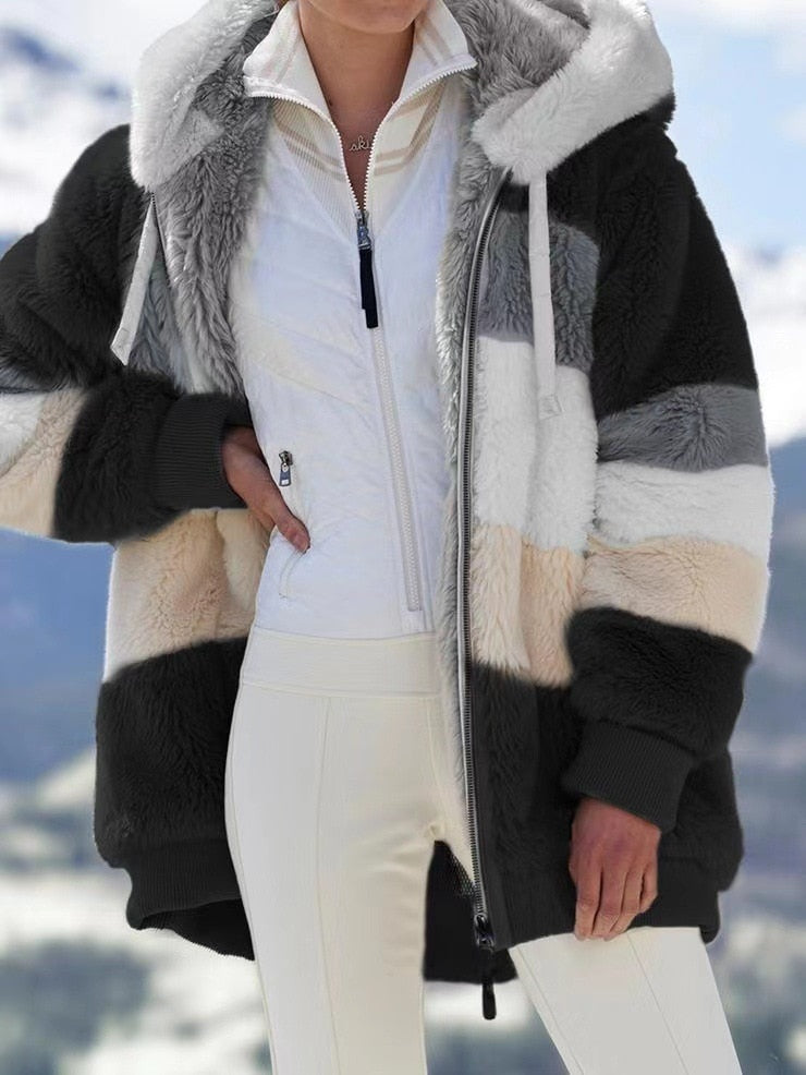 Women Spring and Autumn Oversize Long Teddy Bear Coat Warm Thickening