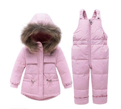 Children Snowsuit Winter Baby Down Jacket Jumpsuit Parka Real Fur