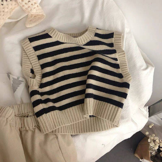 Children Striped Jacquard Vest Knitted Vest Baby Sweater