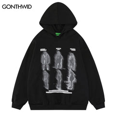 Hip Hop Hoodie Sweatshirt Streetwear Mens Shadow Graphic Print Punk Gothic