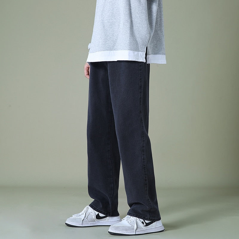 Spring Men Korean Fashion Blue Pink White Jeans Streetwear