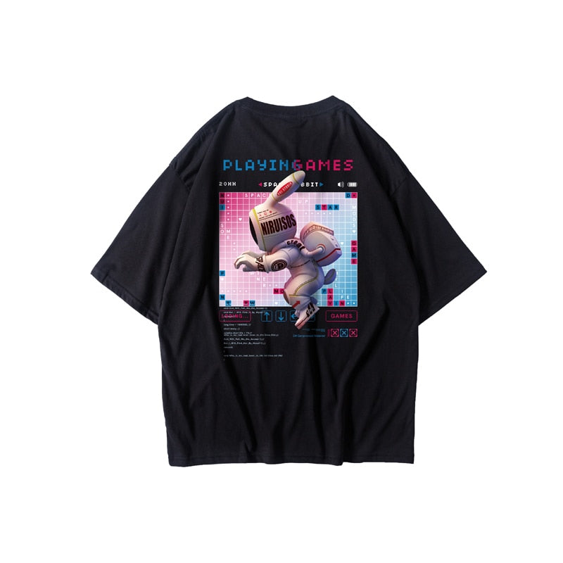 T Shirt Streetwear Men Oversize Hip Hop T-Shirt Smile Print Harajuku
