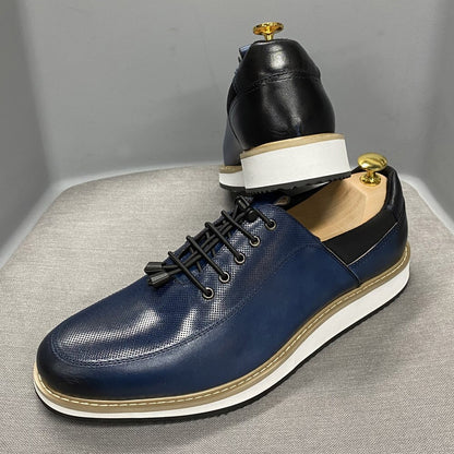 Fashion Men Casual Shoes Brand High Quality Genuine Leather Lace Up