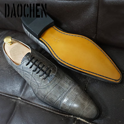 Italian Men Oxford Shoes Pattern Prints Mens Dress Shoes Lace Up
