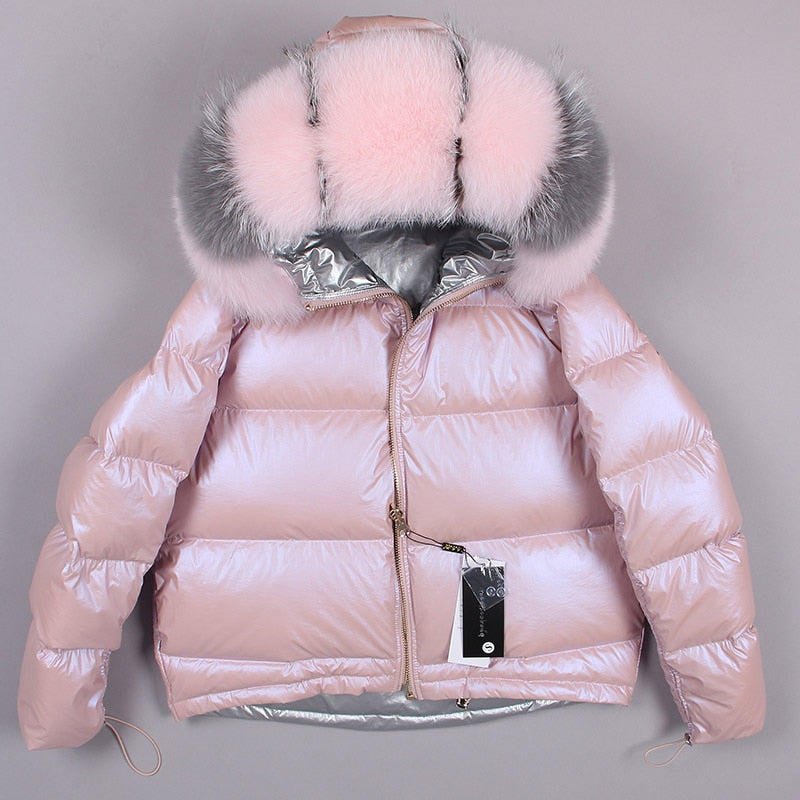 Winter Jacket Women Real Fur Coat Parkas Duck Down Lining Coat