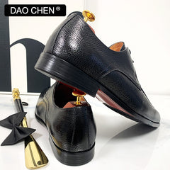 Italian Men Leather Shoes Lace Up Black Brown Split Toe Luxury