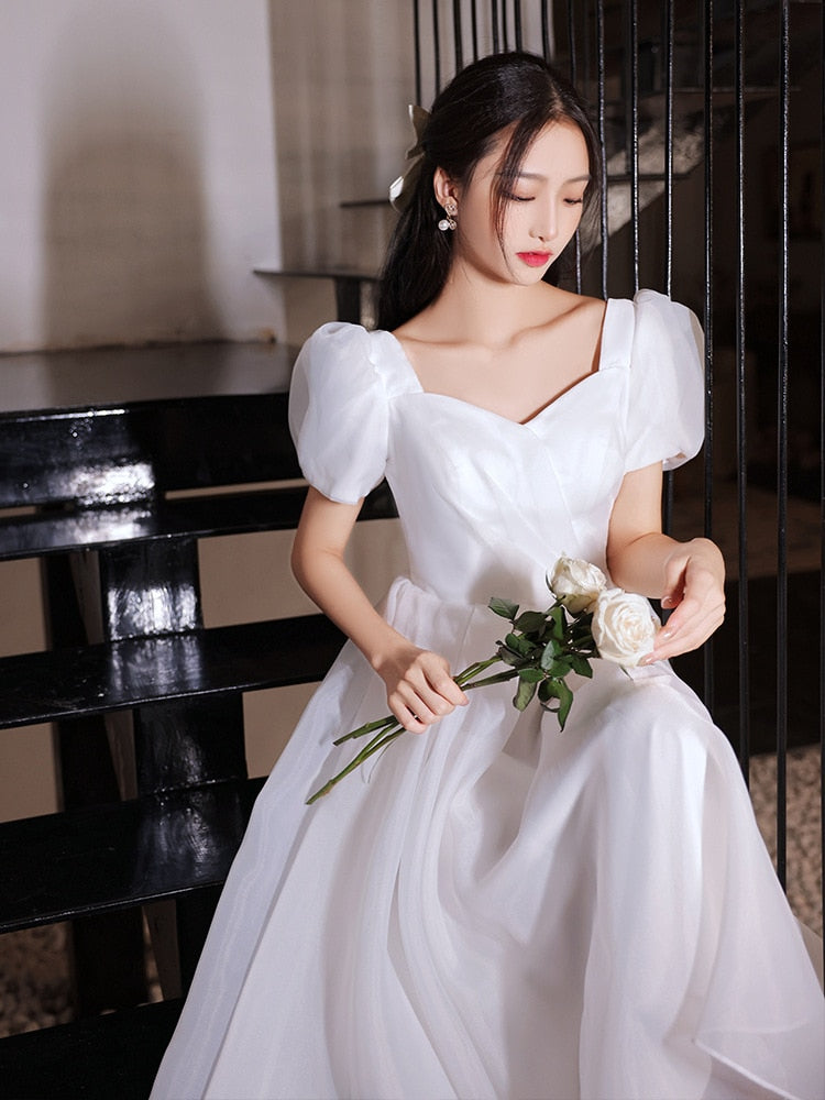 ivory lady girl women princess banquet wedding bridal ball prom dress