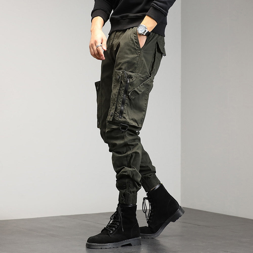 Single Road Mens Cargo Pants Men Techwear Baggy Button Hip Hop