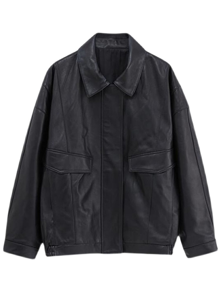 Spring Autumn Cool Retro Casual Oversized Black Waterproof Soft