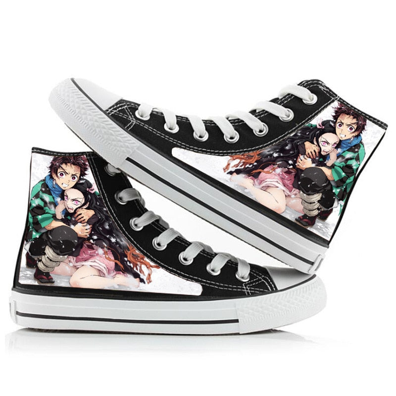 Demon Slayer Print Canvas Shoes Velvet Japanese Anime Student Men