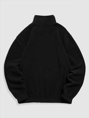 Hoodie for Men Fuzzy Polar Fleece Sweatshirt Letter Embroidered Turtleneck