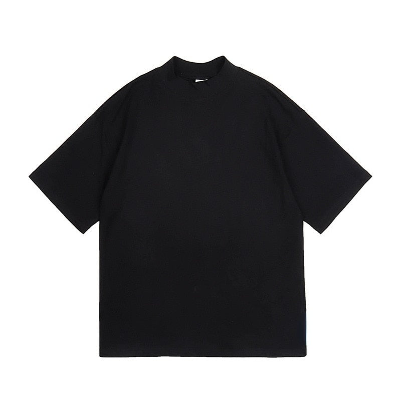 High Quality Luxury Solid Color T-shirt Niche Crew Neck Japanese Short Sleeve
