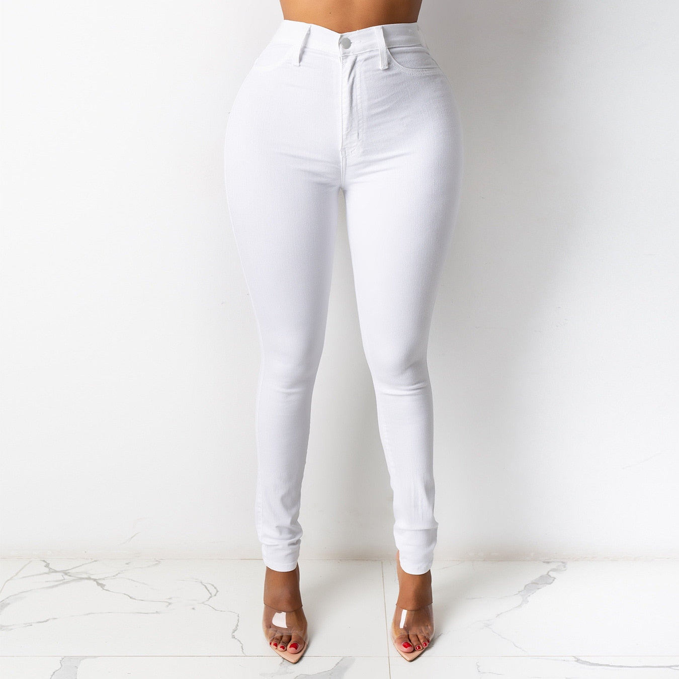 5 Colors High Waist Thin Jeans For Women Fashion Casual Slim Elastic Denim