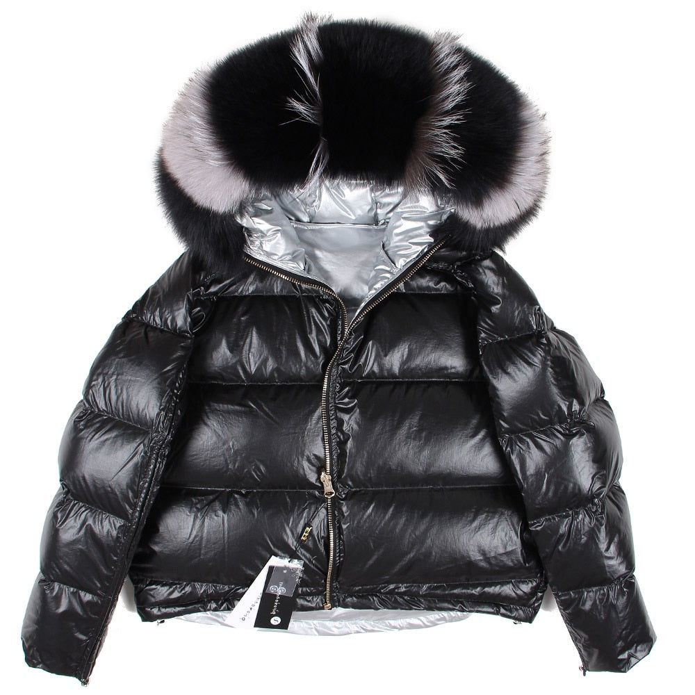 Winter Jacket Women Real Fur Coat Parkas Duck Down Lining Coat