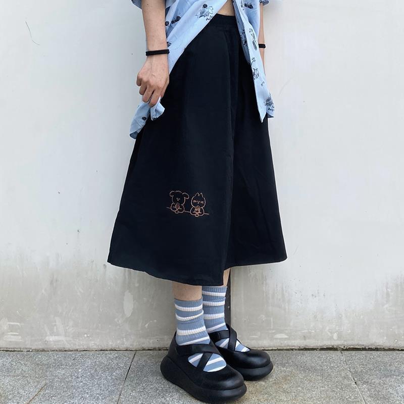 Spring/Autumn Women Skirts High Waist Student Korean Style Dark Vintage Ruffle