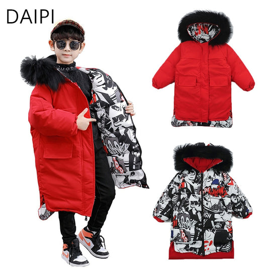 Two-sided Children Outwear Boy Hooded Waterproof Children Jacket Coat