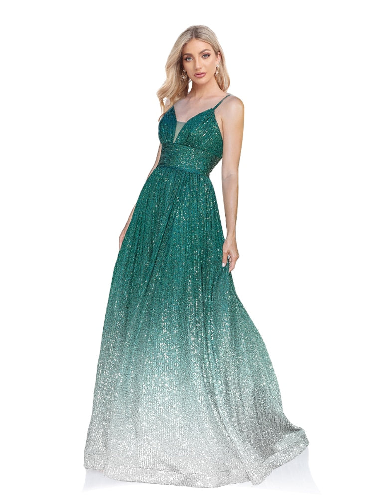 Evening wear Dresses: Elegant Green Red Evening Dress Formal Cocktail Gowns