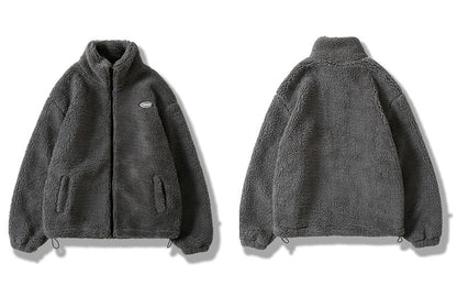 Hip Hop Winter Fleece Fluffy Jacket Streetwear Harajuku Fuzzy Zipper Coat