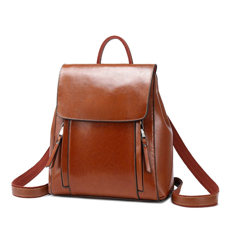 Genuine Leather Women Backpack Rucksack Cross body Shoulder Bag Girls