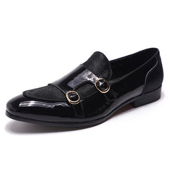 Mens Wedding Loafers Gentlemen Party Dress Shoes Patent Leather with Horse