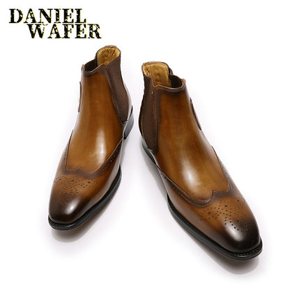 Luxury Brand Men Chelsea Casual Boots High Quality Genuine Leather