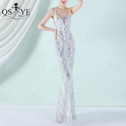 Homecoming Dresses: Prom Dresses Spaghetti Straps V neck Mermaid Evening